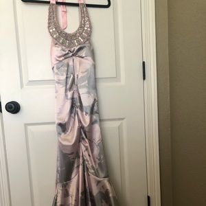 Pink and Silver Mermaid Style Long Dress